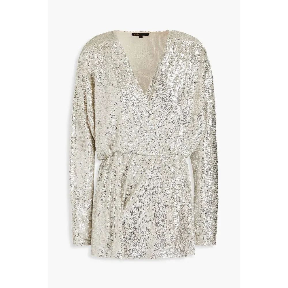 MAJE Sequined tulle playsuit FR 38 NEW NWT